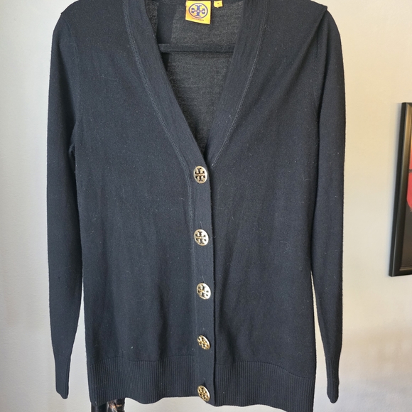 Tory Burch Sweaters - Tory Burch Black Merino Wool Vneck Sweater